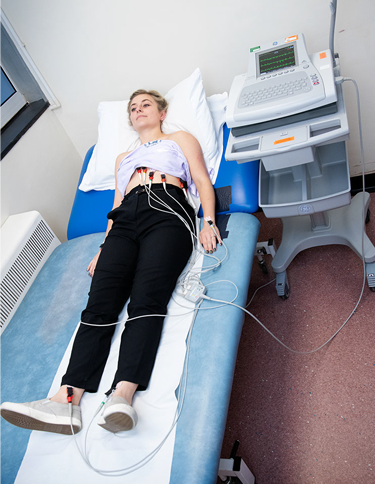 Photo showing a women having an ECG