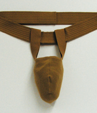 Photograph of Whitaker pouch for scrotal swelling (lymphoedema)
